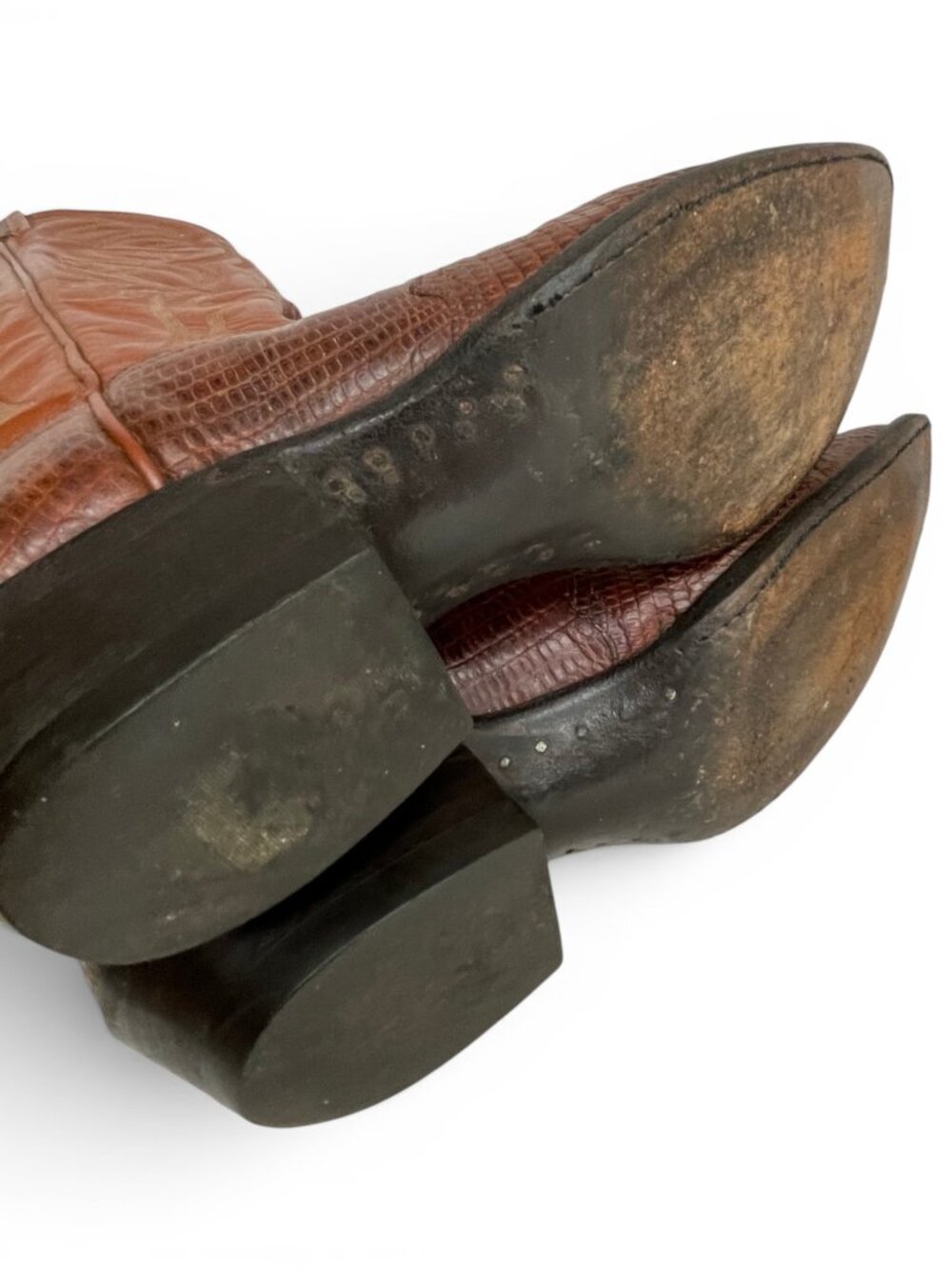 Vintage Larry Mahan Teju Lizard Exotic Leather Western Cowboy Boots Men’s 8.5 B - Picture 8 of 14